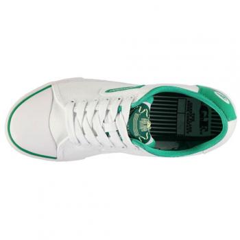 Mens Retro Style Canvas Green Flash Sneakers (11 (45), White/Green)