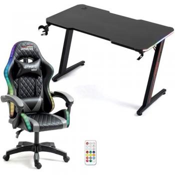 Amstrad Combo Bureau DESK120Z-LED et fauteuil ULTIMATE-BK-LED