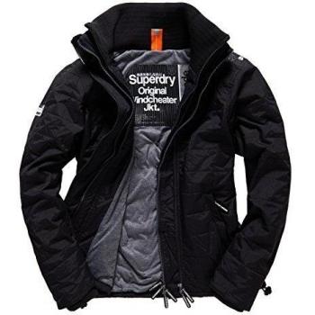 SUPERDRY Abrigo Impermeable Acolchado, Chaqueta para Hombre, Negro (Black/Grey Marlnln), M