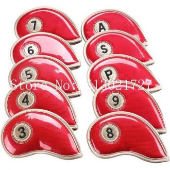 Cubiertas de Golf para Hierros 10 Uds. con Cierre, Cuero PU Negro y Acabado Dorado