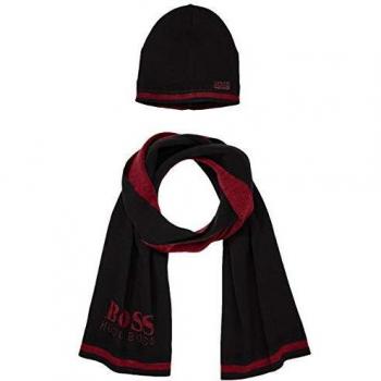 BOSS Men's Ainy_1 Scarf, Hat & Glove Set, Black