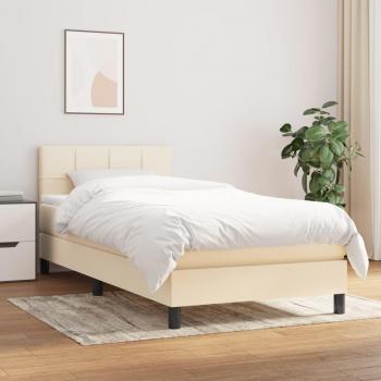 VidaXL Sommier à lattes de lit avec matelas Crème 80x200 cm Tissu