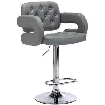 HNNHOME Mercury PU Swivel Faux Leather Bar Stool (Light Grey)