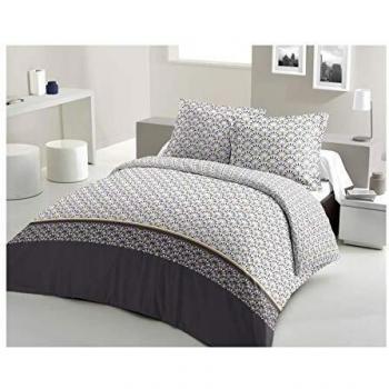 Lovely Home Parure de couette coton arc-en-ciel grise