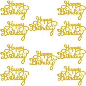 10pcs Birthday Party Glitter Cake Topper