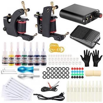 Stigma Liner and Shader Tattoo Machine Kit (2 Pro Coil Machines) + 7 Ink Colors