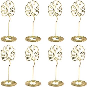 Monstera Desk Accessory Kit – Golden Metal Card Holders (3 pcs)