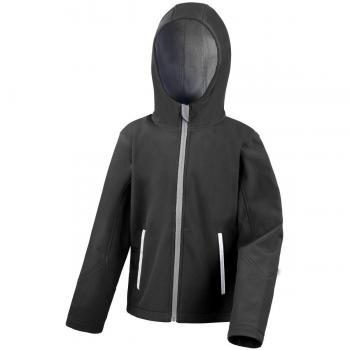 Result Core Kids' Gender-Neutral Junior Hooded Softshell Outerwear (Size 11/12) in Black and Grey