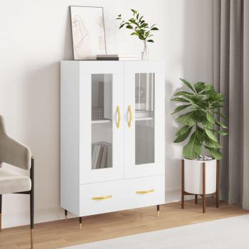 Meuble de Rangement Haut Blanc, Design Moderne, Bois d'Ingénierie