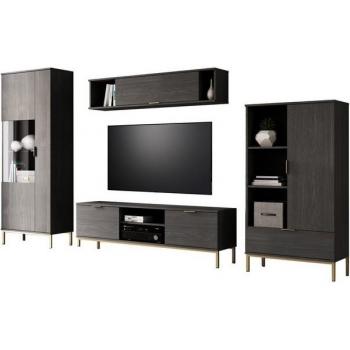 Spar‑Set Furnix MALAGAS 4‑Teil – Wohnwand in Gold (B290 x H190 x T41 cm)