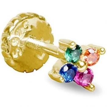 Joyas de Plata Ley 925 Luxenter Phanvi con Circonitas Multicolor en Forma de Flor