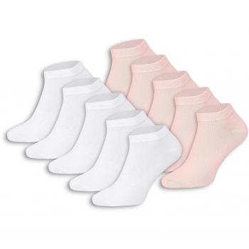 Burnell & Son 10er Set Sneaker Socken für Damen und Herren, atmungsaktiv, Pink/Weiß, Größe 39-42