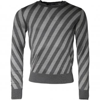 Dolce & Gabbana Gray Striped Knit Pullover Sweater