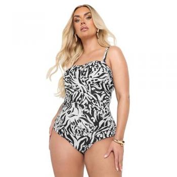 Maillot de bain noir avec imprimé animal abstrait