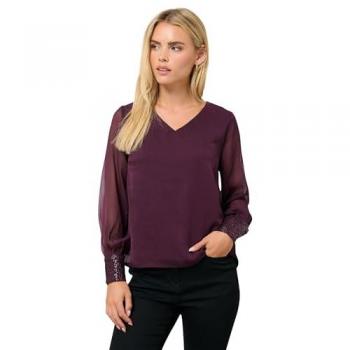 Blouse Tulle Violet – Manches Courtement Pomponnées