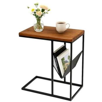 Rustic Brown Metal Magazine Sideboard