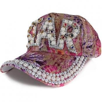 Rhinestone Floral Snapback Hat
