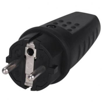 Clavija Bipolar Impermeable Goma 4.8mm Negra