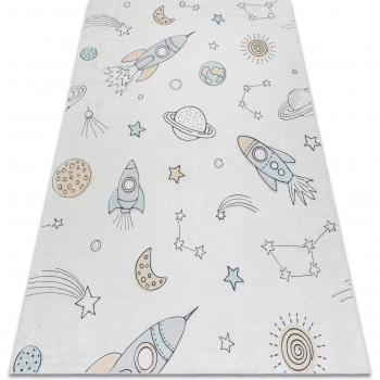 Tapis décoratif lavable Fusée Spatiale 160x220 cm crème