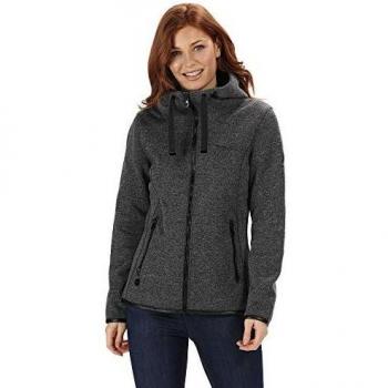 Ruslana Damen Regatta Fleece mit Lederette‑Trim, Vollzip und Kapuze – Asche, Size 8