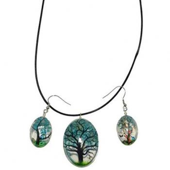 Tree of Life in Teal Pressed Flowers