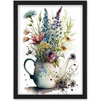 Artery8 Black Spring Teapot Floral Artwork