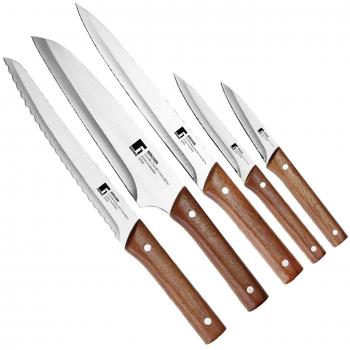Conjunto de 5 cuchillos de acero inoxidables (color marrón)