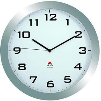 ALBA Grosse LAUTLOSE Uhr, Grau, 38 cm