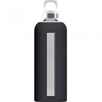 SIGG Trinkflasche Star Shade 0,85L Glas mit Silikonhülle Schwarz auslaufsicher