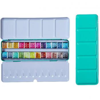 Funda Portátil de Metal con Pinturas Acuareladas, 12/24/36/48 Colores