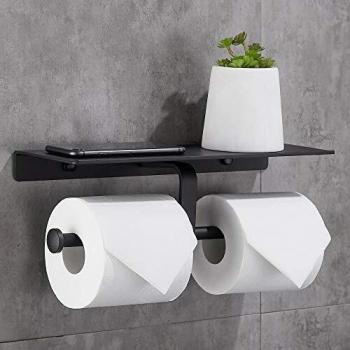 Porte Rouleau de Papier Toilette sans Perçage avec Etagère