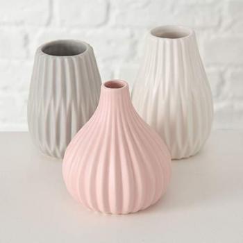 Vase Wilma 3er-Set Keramik H11-14 cm grau/rosa/weiß