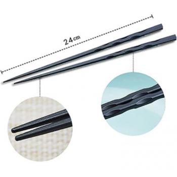 Palillos chinos duraderos, de plástico y metal, antideslizantes, color negro, 1 par