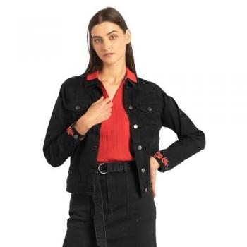 Denim Jacket Black – Classic with Sleeve Artistry