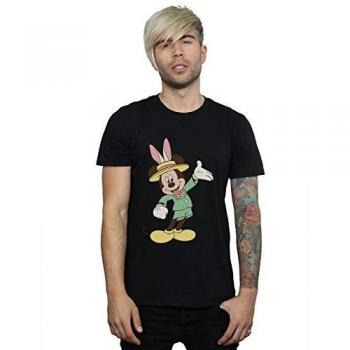 Disney Men's Mickey Mouse Easter Bunny T-Shirt Black Large
