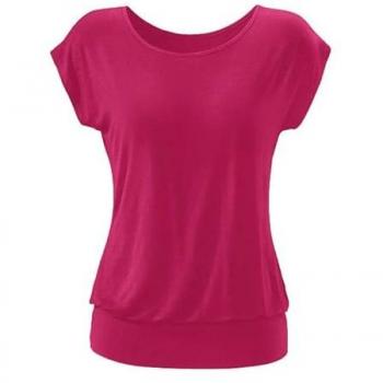 Longshirt LASCANA mit breitem Bund Gr. 32/34, pink (magenta), Damen