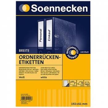 Cartelle Etichetta 66309 Soennecken Bianco 400 St. Larghezza Breve