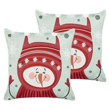 Weihnachts‑Schneemann‑Kissen-Set – 45x45 cm, dekorativ, aus Baumwolle