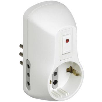 ADATTATORE BTICINO PRESA 10A SCHUKO INTERRUTTORE BIANCO