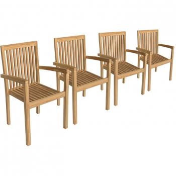 Chaises JAVA empilables en teck