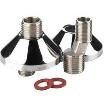 Chroom S-koppeling met rozet 1/2x3/8