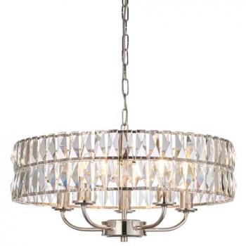 Endon Clifton 5 Light Multi Arm Ceiling Pendant Bright Nickel