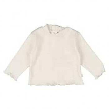 Camiseta de bebé niña lisa de manga larga color crudo con cuello 24-36 meses