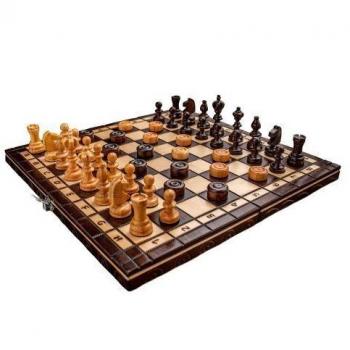 Elite Artisan Cherry Wood Chess and Draughts Set 35 x 35 Centimeter