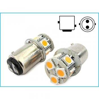 2 Lampade Led Nautiche BAY15D Bianco Caldo 12V 24V 2W No Polarità Piedi Sfalsati 8 Smd 5050 Baionetta G18,5