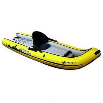 Kayak de Mar Inflable 240 cm para Una Persona – Sevylor Reef, Amarillo/Negro