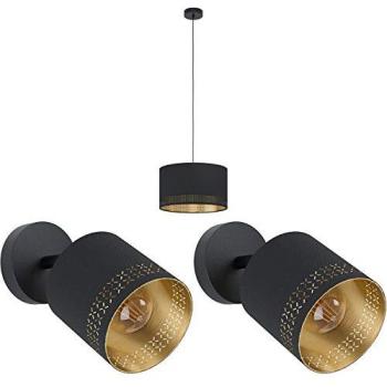Sleek Black & Gold Pendant with Matching Walls