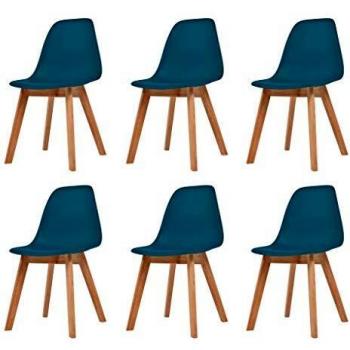 VidaXL 6 Turquoise Plastic Dining Chairs