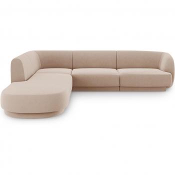 Canapé d'angle en velours marron 255x70x248cm