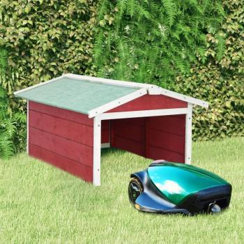 Smart Mower Garage 72x87x50 cm Red and White Firwood